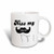 3dRose Funny Kiss My Stache Mustache Humor Black and White, Ceramic Mug, 15-Oz