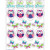 Creative Converting 040624 48-Count Sticker Sheets Owl Pal Birthday