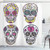 Ambesonne Skull Shower Curtain, Colorful Ornate Mexican Sugar Skull Set with Flower and Heart Pattern Calavera Humor, Cloth Fabric Bathroom Decor Set with Hooks, 70" Long, Pink Grey