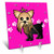 3dRose dc_10817_1 Desk Clock, Cute Yorkshire Terrier Yorkie Pink with Paw Prints, 6 by 6-Inch