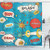 Ambesonne Superhero Shower Curtain by, Pop Art Style Comic Speech Bubbles Funny Humor Expressions Boom Splash Bang, Fabric Bathroom Decor Set with Hooks, 84 Inches Extra Long, Blue Cream Red