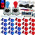 SJ@JX 2 Player Arcade Game Stick DIY Kit Buttons with Logo LED 8 Way Joystick USB Encoder Cable Controller for PC MAME Raspberry Pi Red Blue