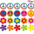 20 Pieces 60's Party Cutout 60's Groovy Party Cut-Outs Decoration Retro Flower Cutouts Peace Sign Cutouts with Glue Point Dots for 60s Theme Party Decorations, 7.9 x 7.9 Inch