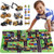 SunbriloStore Construction Vehicles Truck Toys Set with Play Mat, Vehicles Toy Play Set with a Kid Play Car Rug, Engineering Vehicle Toys with 6 Trucks Construction Site, 6 Traffic Sign, Road for Kids