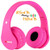Volume Limited 85dB Kids Headphone Bluetooth Wireless Over Ear Foldable Stereo Sound Noise Protection Headset with AUX 3.5mm Cord Mic for Boys Girls Cellphone Ipad Tablets TV Notebook Light Pink Rose