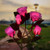 Outdoor Solar Garden Stake Rose Lights, LED Solar Powered Light with 5 Rose Flowers, Waterproof Solar Landscape Lighting Decorative Lights for Garden, Patio, Yard, Backyard, Pathway, Wedding (Pink)