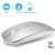 QIJIAYI 2.4GHz Wireless Bluetooth Mouse, Dual Mode Slim Rechargeable Wireless Mouse Silent USB Mice, 3 Adjustable DPI,Compatible for Laptop Windows MacBook Android MAC PC Computer (Silver)