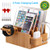 Bamboo Charging Station Organizer for Multiple Devices, Desktop Docking Stations Holder for Cell Phone, Tablet, iWatch, Airpod Charge Stand (Included Watch & Airpod Stand, 5 Cable. No USB Charger)