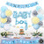 Sweet Baby Co. Boy Baby Shower Decorations for Boy with Its A Boy Banner, Baby Boy Foil Blue Balloons, Party Lanterns, Paper Pom Poms, Elephant Theme Garland, Table Backdrop Decor Supplies Kit Boys
