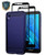 Teayoha Moto E6 Case with Tempered Glass Screen Protector [2 Pack], Carbon Fiber Scratch Resistant, Shock Absorption Soft TPU Drawing Protective Cases Cover for Motorola Moto E6 - Deep Blue