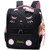 Cute Backpacks for Girls Primary Elementary School Animal Cat Face Kids Bookbags (Black)