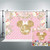 Riyidecor Pink Flower Floral Backdrop Mouse Head Photography Background Pink and White Polka Dots 7x5ft Decoration Celebration Props Party Photo Shoot Backdrop Blush Vinyl Cloth