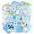 Blue Cute Stickers for Hydro Flask Water Bottle, Waterproof Vinyl VSCO Trendy Stickers Pack for Laptop Skateboard Computer, Cool Decals Thing for Teens Girls Kids - 35pcs