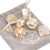 Haxtec 7PCS DND Dice Set Polyhedral D&D Dice of D20 D12 D10 D8 D6 D4 for Dungeons and Dragons TTRPG Games (White Cloud-Gold Numbers)