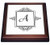 3dRose trv_154324_1 Initial Letter a Personal Monogrammed Fancy Black and White Typography Elegant Stylish Personalized Trivet with Ceramic Tile, 8" by 8", Brown