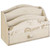 MyGift Vintage Postcard Design Whitewashed Desktop Wood Mail Holder with Drawer
