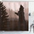 Ambesonne Nature Shower Curtain, Silhouette of Wild Bear in The Jungle Woodland at Dark Night Illustration, Cloth Fabric Bathroom Decor Set with Hooks, 70" Long, Army Green