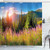 Ambesonne Landscape Shower Curtain, Fall Landscape Picture in Mountains with Flowers Alpine Trees Forest at Sunrise, Cloth Fabric Bathroom Decor Set with Hooks, 75" Long, Green Pink