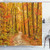 Ambesonne Fall Shower Curtain, Deciduous Trees with Seasonal Leaves Pathway Wilderness Woodland Image, Cloth Fabric Bathroom Decor Set with Hooks, 75" Long, Orange Green