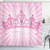Ambesonne Queen Shower Curtain, Childhood Theme Pink Heart Shaped Princess Crown on Radial Backdrop Romantic, Cloth Fabric Bathroom Decor Set with Hooks, 75" Long, Light Pink
