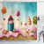 Ambesonne Retro Shower Curtain, Fantasy Candyland with Cupcake Bonbon Lollipops Food Fairytale Delicious Sweets, Cloth Fabric Bathroom Decor Set with Hooks, 70 Inches, Multicolor