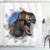 Ambesonne Jurassic Shower Curtain, Tyrannosaurus Rex Pokes Head Through Paper Wall Dinosaurs Extinct Large, Cloth Fabric Bathroom Decor Set with Hooks, 70" Long, Seal Brown