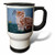 3dRose Tabby Kitten, Butterfly, Blue Crackled Background, Stainless Steel Travel Mug, 14-Oz