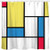 Sunlit Design Fabric Shower Curtain Geometry Stripes Red Yellow and Blue from Piet Mondrian's Modern Art Abstract, White Decorative Bathroom Curtains
