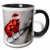 3dRose 239260_4 Red Cardinal Birds in Santa Hat Winter Black and White Scene Ceramic Mug, 11 oz