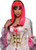 Rubie's Doll Wig, Neon Pink/Black, One Size