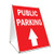 A-Frame Sidewalk Public Parking with Up Arrow Sign with Graphics On Each Side | 18" X 24" Print Size
