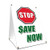 A-Frame Sidewalk Stop Save Now Sign with Graphics On Each Side | 18" X 24" Print Size