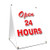 A-Frame Sidewalk Open 24 Hours Sign with Graphics On Each Side | 18" X 24" Print Size
