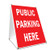 A-Frame Sidewalk Public Parking Here Sign with Graphics On Each Side | 18" X 24" Print Size