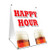 A-Frame Sidewalk Happy Hour Sign with Graphics On Each Side | 18" X 24" Print Size