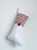 Creative Co-op White Cotton Red Striped Cuff & Pom Pom Stocking, 20"