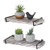 MyGift Wall Mounted 16-Inch Torched Wood Floating Shelves with Black Metal Brackets, Set of 2