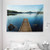 Ambesonne Landscape Tapestry, Wood Deck on Calm Canadian Lake with Rocks and Mountain Landscape Nature Print, Wide Wall Hanging for Bedroom Living Room Dorm, 80" X 60", Brown Blue