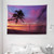 Ambesonne Ocean Tapestry, Tropical Sunset Palm Tree Silhouette Sandy Beach Clouds at Horizon, Wide Wall Hanging for Bedroom Living Room Dorm, 80" X 60", Blue Black