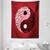 Ambesonne Ying Yang Tapestry, Abstract Graphic Design Yin Yang Circle Black and White Dots Pattern Cosmos and Energy, Wall Hanging for Bedroom Living Room Dorm, 60" X 80", Red