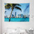 Ambesonne Coastal Tapestry, Miami Downtown with Biscayne Bay Buildings and Palm Tree Panoramic Art, Wide Wall Hanging for Bedroom Living Room Dorm, 80" X 60", Sky Blue