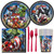 Marvel Avengers Superhero Birthday Party Supplies Pack Including Cake & Lunch Plates, Cutlery, Cups & Napkins for 8 Guests