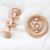 2pc Set Wooden Teether Rattle Toys Beech Wood Teething Ring Montessori Bird Shape Grasping Toddler Toys