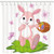 KOTOM Easter Shower Curtain, Easter Bunny Hiding Eggs, Polyester Fabric Bath Curtains with Hooks 69W X 70L Inches