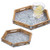 MyGift Rustic Brown Wood & Galvanized Iron Hexagon Serving Trays, Set of 2