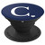 White Initial Letter C heart Monogram on Navy Blue PopSockets Grip and Stand for Phones and Tablets