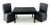 Melody Jane Dolls House Black Dining Table & 2 Grey Slipper Chairs Miniature Furniture Set