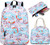 School Backpack for Girls Kids Bookbag Set with Insulated Lunch Box and Pencil Case School Bag for Elementary (E0068-White)