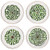 Creamy White Celtic Green Knot 6.5 x 6.5 Dolomite Decorative Serving Plate Set 4
