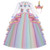 FMYFWY Unicorn Costume for Girls Birthday Pageant Party Dress Halloween Christmas Long Sleeve Maxi Tulle Ball Gown w/Headband Multicolored 6-7T